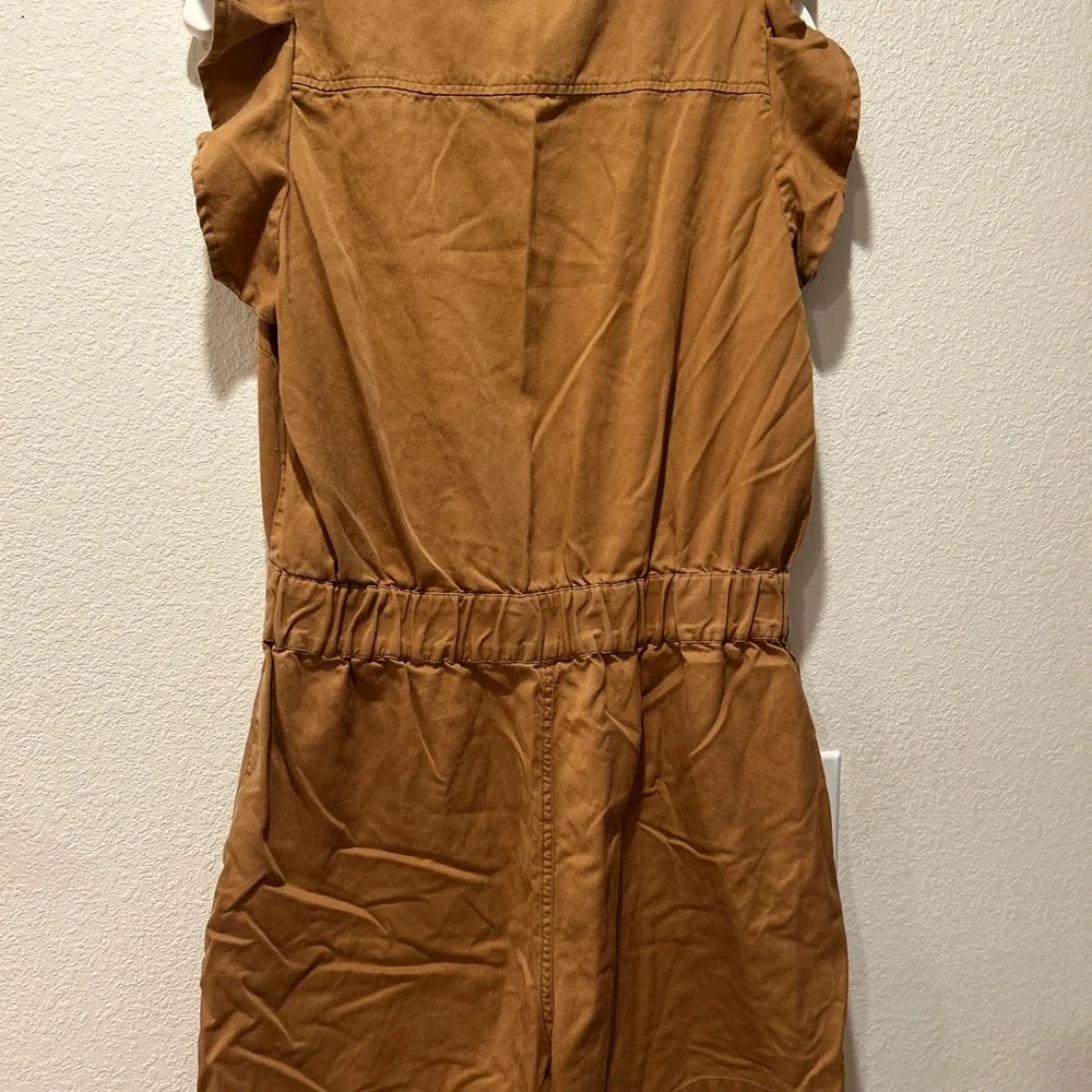 Joe's‎ Jeans Ruffle sleeve Romper Tan Button-Up Front size Large